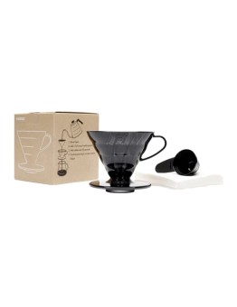 Hario V60 02 Siyah Şeffaf Plastik Dripper ve 40’lı Filtre Kağıdı Seti