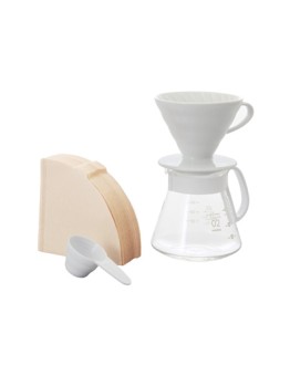 Hario V60 02 Seramik Kahve Demleme Seti “Beyaz”